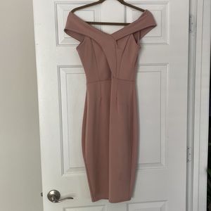 Mauve Off the Shoulder Midi Bodycon Dress